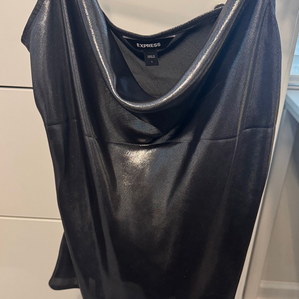 Express Shimmering Black Cowl Neck Top